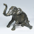 Outdoor garden life size sitting bronze elephant sculpture